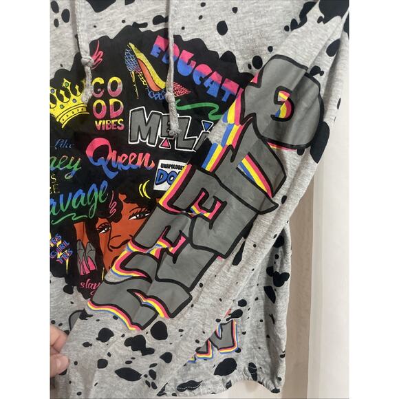 On Fire Hoodie Black Queen Teen Size LG SLAY QUEEN DOPE Melanin Vibes - Picture 4 of 9